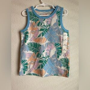 Cat & Jack Tropical Leaf Print Tank Top - Green, Blue, Orange size 5T-NWT